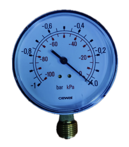 [8341] VACUUM GAUGE 4" -1BAR 1/2" BOTTOM CONNECTION CEWAL