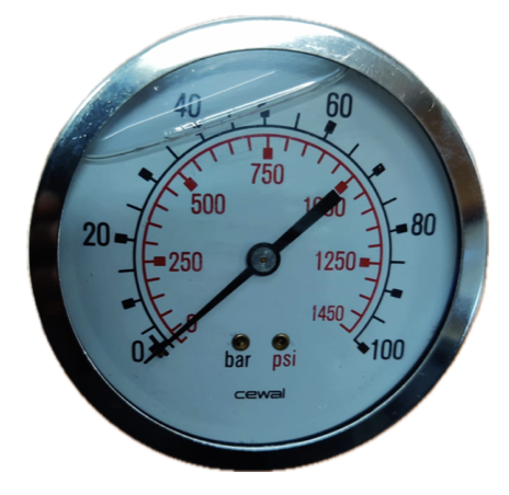 [8342] PRESSURE GAUGE 4" SS 100BAR 1/2" BACK GLYCERINE CEWAL