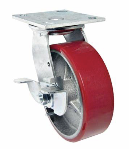[10291] CASTOR WHEEL SWIVEL WITH BRAKE 3" RED