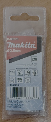 [11374] SS DRILL BIT 2.5MM MAKITA