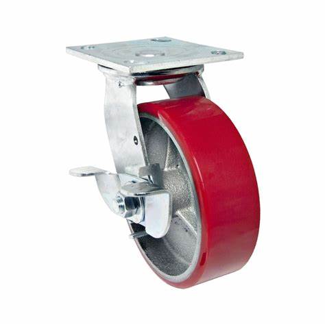 [12372] CASTOR WHEEL SWIVEL WITH BRAKE 5" RED